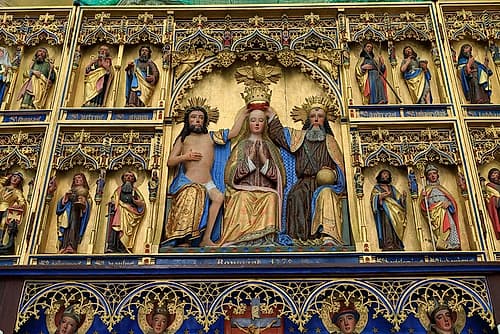 Germany, Mecklenburg-Vorpommern, Stralsund. St. Marys Church, Altar of the Coronation Virgin Mary Renaissance Print